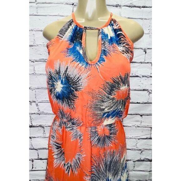 Anthropologie Womens Orange Keyhole Neckline Sleeveless Halter Dress Size Small - Picture 2 of 8